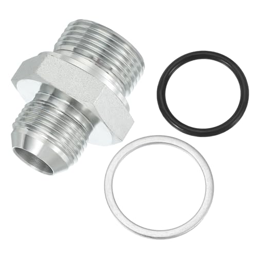 Image of PATIKIL Hex Reducing Nipple Connectors Pipe Adapter 1 1 /16 inch Male 37 Flare JIC x 1 inch g Male, Pipe Fitting Reducer Nipple Adapter Plated Steel Hydraulic Fitting