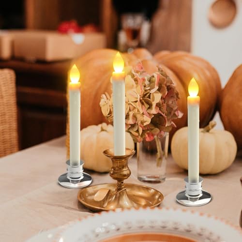 Velas LED con candelabro plateado y mando para ventanas 3