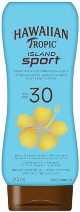 Hawaiian Tropic Island Sport Lotion Sunscreen SPF 30, 240mL | Hawaiian Tropic Sunscreen SPF 30, Sunscreen, Broad Spectrum Sunscreen, Water Resistant Sunscreen, 240mL