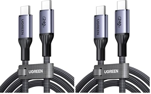 UGREEN USB C�P�[�u�� 240W�yUSB-IF�F�؁zPD�����[�d �f�[�^�]�� MacBook Pro/Air iPhone17/16/15 Pro Max iPad Pro/Air �e��Ή� 2M (× 2)