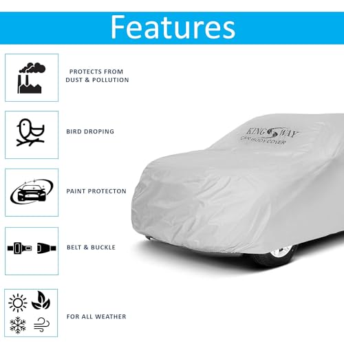 Image of KINGSWAY ATTO 3 Car Body Cover Dustproof for (Year 2022 Onwards) All Model, Compatible with BYD ATTO 3 Car Cover, Comes with Bird Droppings, Scratch, UV and Paint Protection, Silver Matty