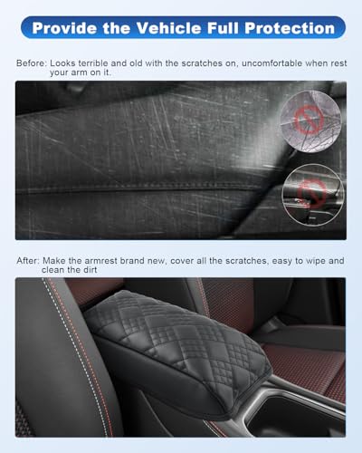 Image of CDEFG for 2025 2026 Nissan Kicks Center Console Cover, for 2025 2026 Nissan Kicks Accessories Armrest Cover Middle Console Pad Arm Rest Cushion Leather Cover
