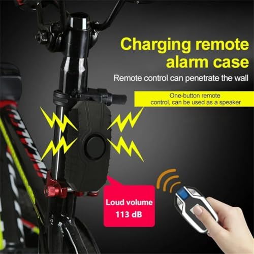 Alarma recargable para bicicleta con sensor de vibración impermeable y 2 mandos 4