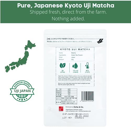 Ocha & Co. Kyoto Uji Matcha - Ceremonial Grade Matcha Powder - Highest Grade Traditional Stone Milled Japanese Matcha Green Tea Powder, 50g/1.75oz. Ocha & Co. Kyoto Uji Matcha - Ceremonial Grade Matcha Powder - Highest Grade Traditional Stone Milled Japanese Matcha Green Tea Powder, 50g/1.75oz.