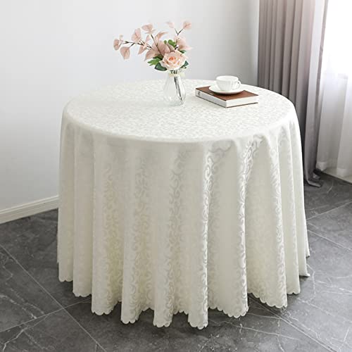 Nappe ronde polyester beige 180cm lavable, grand format pour table de fête - 5