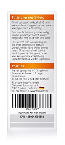 RECOACTIV Nier Tonicum voor katten, 1 x 90 ml, aanvullend diervoeder tijdens herstelperiodes bij vroege tekenen van een nierfalen bij de kat en als preventieve behandeling - Afbeelding 6
