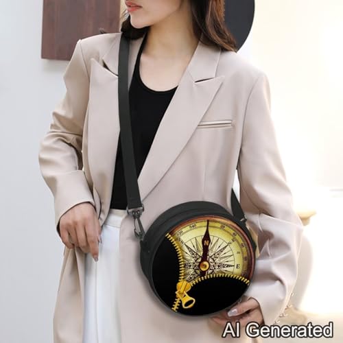 Image of Women Novelty Round Clock Shape Zippered Clock Purses for Women Tote Handbag Shoulder Bag, Gift for Mom Girlfriend