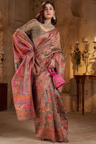 Image of SGF11 Women's Kanjivaram Pure Soft Silk Saree With Unstitched Blouse Piece