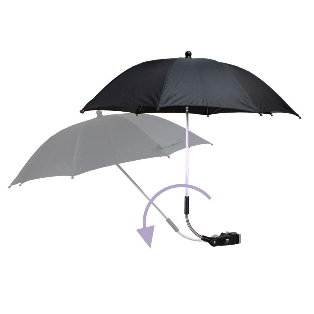 Ombrellone Dooky per carrozzina o passeggino (universale e flessibile, protezione UPF 50+, flessibilità di 180 gradi, tecnologia flex, sistema easyfix, idrorepellente), Grigio