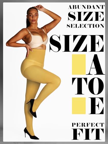 Image of HONENNA Semi Opaque Silky Women Pantyhose Tights, 20+ Colors Invisibly Toe Reinforced 60 Den Size A-E