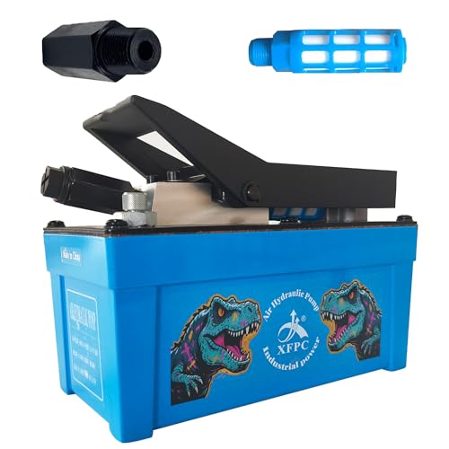 Image of Air Hydraulic Pump 0.45 Gal 10,000 PSI Reservoir NPT 3 /8 inch Oil Outlet, NPT 1 /4 inch Inlet, Air Hydraulic Foot Pump Made of Aluminum, Blue