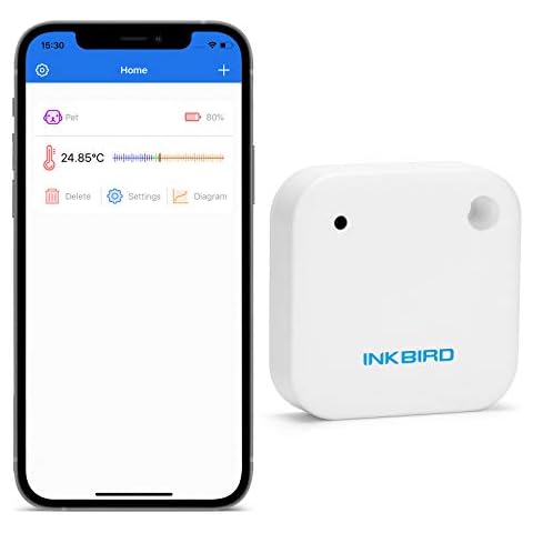 Inkbird IBS-TH2 Wireless Thermometer Bluetooth Temperature Sensor with Calibration Support Data Export and Alerts for Refrigerators Freezers Baby Room Greenhouse Food Storage Brewing- Without Humidity Cover