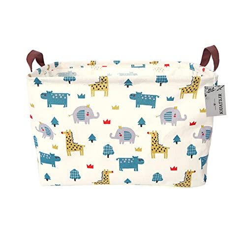 Image of Rectangle Storage Basket Cute Canvas Organizer Bin for Pet /Children Toys, Books, Clothes Perfect for Rooms /Playroom (Animals)