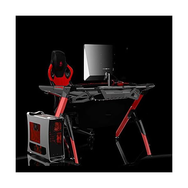 sogesfurniture Gaming Desk Ergonomic Computer Gaming Table PC Gaming Desks with LED Lights, Large Mouse Pad, Cup Holder and Headphone Hook,BHEU-ST-R3 - Image 4