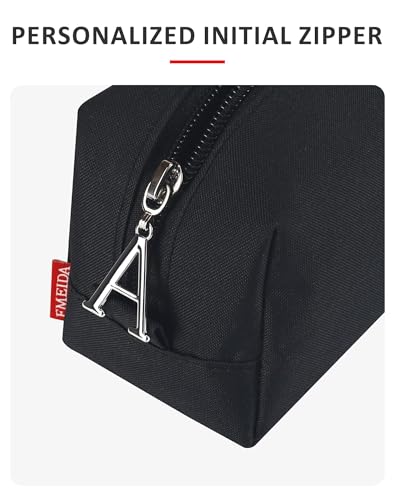 Image of Fmeida Pencil Case Pouch Black - Initial A Zipper Pencil Pouch Portable Pencil Bag Simple Office Stationery Pouch with Handle - Personalized Gift