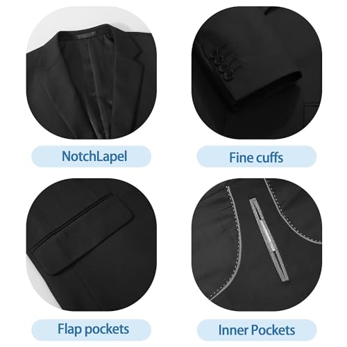 Suits for Men Slim Fit 3 Pieces Notch Collar Tuxedo Blazer Vest Shirt Pants Bow Tie Prom Wedding Party Dinner3