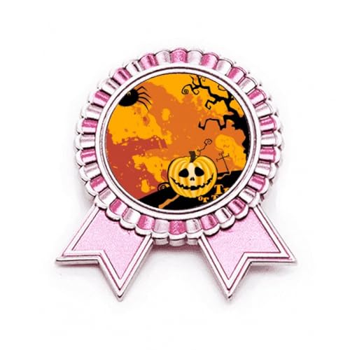 Broche citrouille Halloween en métal rose élégante finition Fear