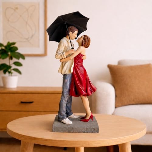 Image of ARMONIA Romantic Umbrella Couple Figurine Showpiece for Home Decor| Polystone Love Statue |Elegant Sculpture for Anniversary,Valentine's Day,Wedding & Gift Items