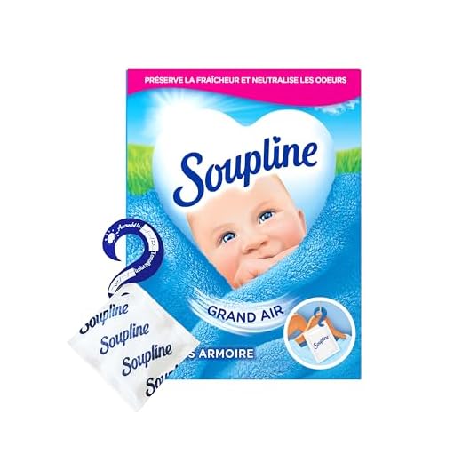 SOUPLINE Sachets Armoire Rafraîchissants, Parfum Air Frais, Parfume le Linge de Maison, Un Complément Idéal à l’adoucissant Linge, Soupline Grand Air Désodorisant Armoire 1 Boîte avec 3 Sachets