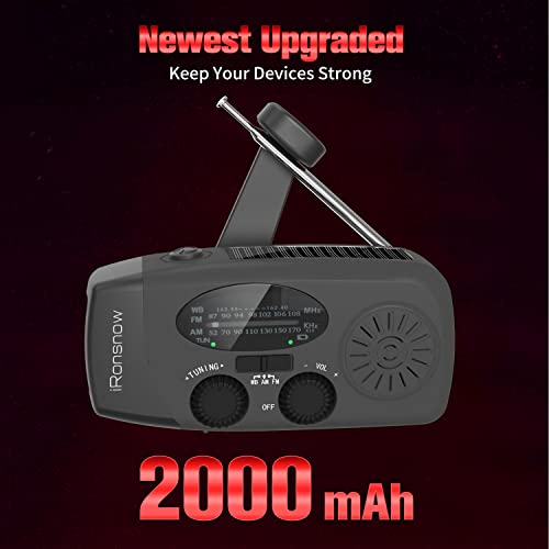 image for iRonsnow Solar Emergency NOAA Weather Radio Dynamo Hand Crank Self Pow