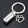 Canghai Stainless Steel Dog Paw Cremation Urn Keyring, Memorial Ashes Keepsake Keychain, Pet Charms Locket Pendant Cremation Jewellery for Ashes(Once by my side) #3