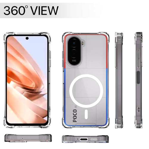 Image of Amazon Basics Back Cover for Poco M7 Plus 5G Mag-Safe Shockproof PC + TPU Protective Case Magnetic Support Bumper Case (Transparent Mag-Safe)