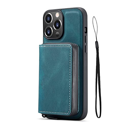 Housse en cuir pour iPhone 11 avec portefeuille détachable aimanté bleu
