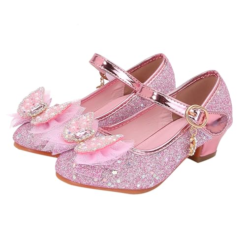 IWIHMIV Dress Up Princess Shoes for Toddler Girls Flower Girl Low Heel Sequins Bow Dress Shoes for Wedding Party