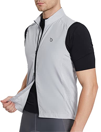 BALEAF Men's Sleeveless Cycling Vest Windproof Bike Jersey Lightweight Reflective Packable Pockets Golf Running, Gray L