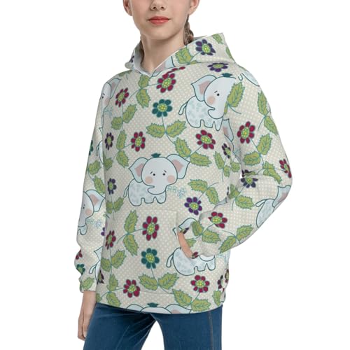 Elephants and Flowers Kid Hoodies Boys Sweatshirts Girls Pullover with Pocket2