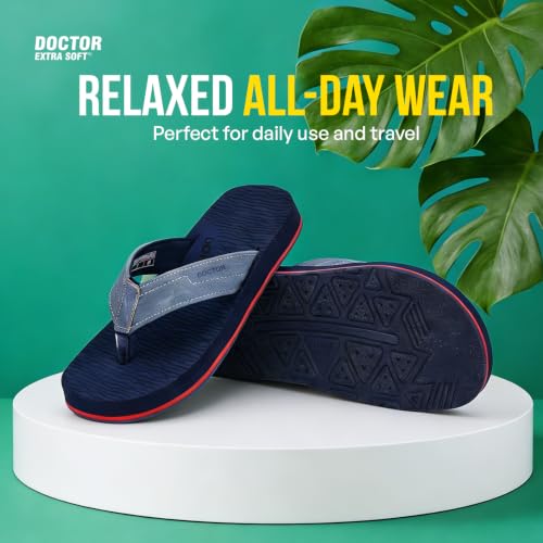 Image of DOCTOR EXTRA SOFT Men's Comfortable Tpr Slippers With Cushion Footbed For Adult|Orthopedic & Light Weight|Stylish & Anti-Skid|Waterproof Everyday Casual Durable Dr. Home Flip Flops Gents & Boys D-37