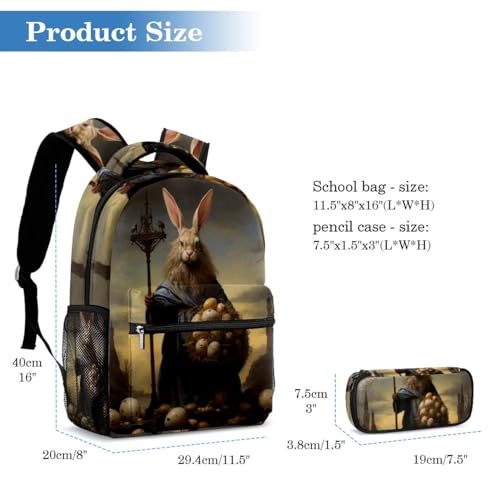 Sac à dos Happy Easter avec trousse d'école multicolore pour élève