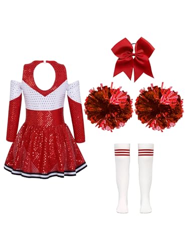 Disfraz de animadora Niñas vestido manga larga con accesorios miniatura 2
