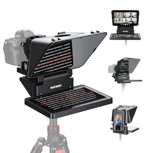 NEEWER Teleprompter 2in1 11" Aggiornato con Monitor per Windows MacOS, Supporta Mirroring Schermo, Prompter Portatile per Fotocamera Phone Webcam per YouTube Twitch Streaming Videoconferenza, X11