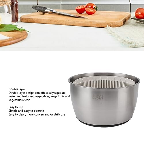 Girador de Salada de Aço Inoxidável Grande, Girador de Alface Manual para Preparação de Legumes, Lav