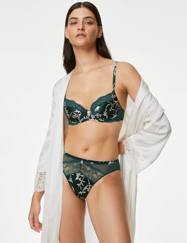 Image of Marks & Spencer Rosie Womens Silk Printed High Rise High Leg Knicker