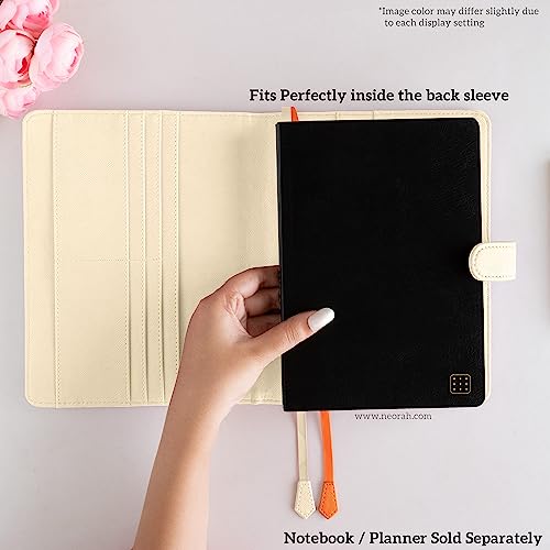Image of NEORAH - A5 Notebook SLEEVE with SNAP Button - [ SLEEVE ONLY ]|Vegan Leather|Office Diary Holder with Penloop| 2 Front & 1 Back Pocket | 6 Card Slots |2 BookMarks - Fits any A5 Softcover - AFTERGLOW