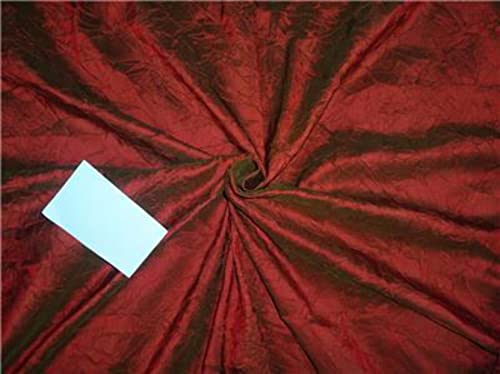 Soie pure Dupioni froissée rouge vert 152cm de large pour couture