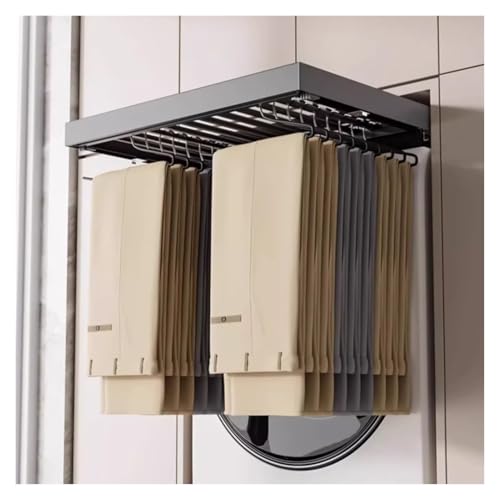 Genérico Perchero extraíble para Pantalones, Extensible, Ahorra Espacio, con cajón, Barra para Colgar, Carrito con Ruedas, Perchero Oculto Ajustable con Barra móvil y Perchero extraíble silencioso, i