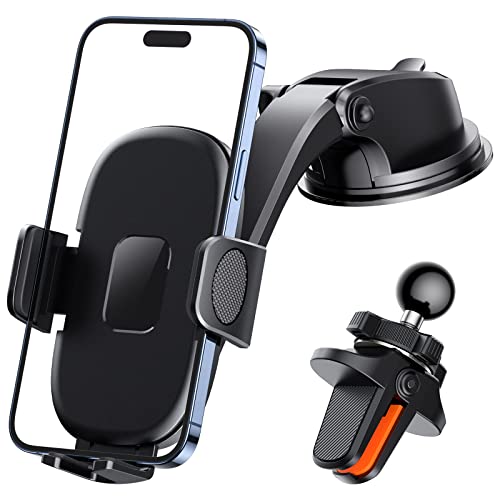 Zethors Support Téléphone Voiture Rotation 360 Porte Téléphone Auto Universel [4 en 1] Ventouse pour Tableau de Bord&Grille Aération &Pare-Brise Un Bouton de Libération pour Smartphones 4-7 Pouces Cover