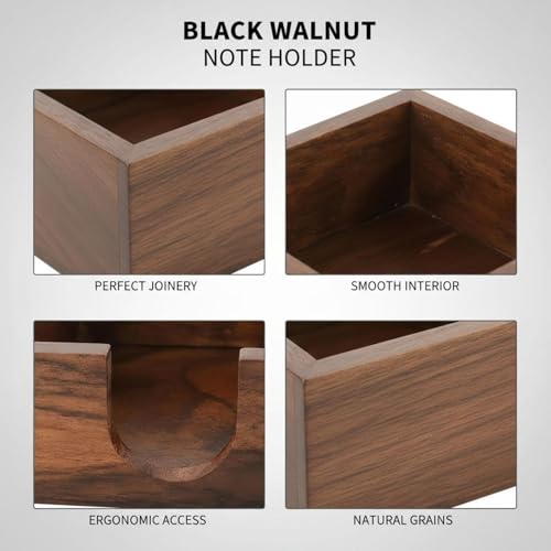 Porte-notes en bois de noyer noir, cadeau de bureau élégant