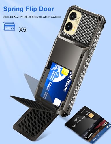 COOYA for Moto G Stylus 5G 2024 Case Wallet 5 Credit Card Holder Slot Flip Cover G Stylus 5G 2024 Wallet Case Back Pocket Dual Layer Protective Hard Shell TPU Rubber Bumper for Moto G Stylus 5G 2024