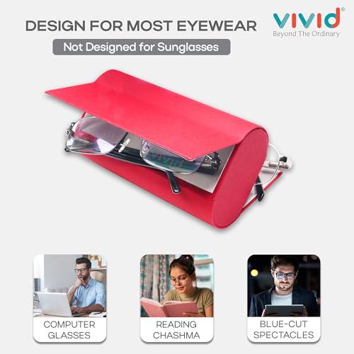 Image of VIVID Vision Unisex Adult Eyewear Specs Case Cover | Screw Driver | Free Cloth | Protect Eye Glasses | Chashma Dibbi | Spectacle Box | Magnetic | IC-560 | Pink | 3 IN 1