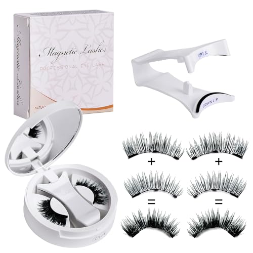 Pestañas Postizas Magneticas, Pestañas Magnéticas,- Pestañas Magnéticas de Fuerte Adhesión con Pinza Aplicadora - Sin Pegamento, Reutilizables - Efecto Dramático y Natural