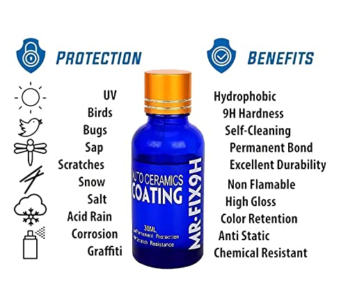 Anti-Scratch Vehicle 9H Ceramic Coating Polish Liquid Glass Paint complete Super Shine Repair Agent Care Hydrophobic Auto Detailing for all Auto mobiles,Cars & Motorcycles multi needs (30ML + kit)