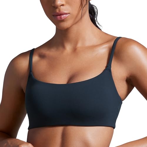 Image of CRZ YOGA Butterbreeze Scoop Neck Sports Bras | Medium Support, Removable Pads, Training, Fast Dry, Spaghetti Straps, U Back, for Women