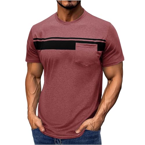 MOKBAY Camisetas T-Shirt Homem Deporte Poliester Ropa Trabajo Hombre Ofertas Vino con Estampada Manga Corta Camiseta Oversize Camisas Manga Corta Hombre Vino M