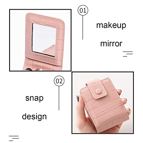 HuaDmaing Premium Leather Lipstick Organizer Case with Mirror - Image 3