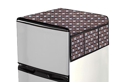 Image of Stylista Refridgerator top Cover Suitable for Samsung RR23C2F24S8 /HL, 215 Liter Fridge, Dimension (WXD) 71x109 CM, Basketweave Pattern Multicolor