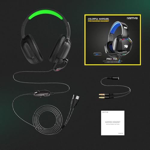 Image of Gaming Headset with Microphone for Pc, Xbox One Series X /s, Ps4, Ps5, Switch, Stereo Wired Noise Cancelling Over-Ear Headphones with Mic, RGB, for Computer, Laptop, Mac, Nintendo (Green)